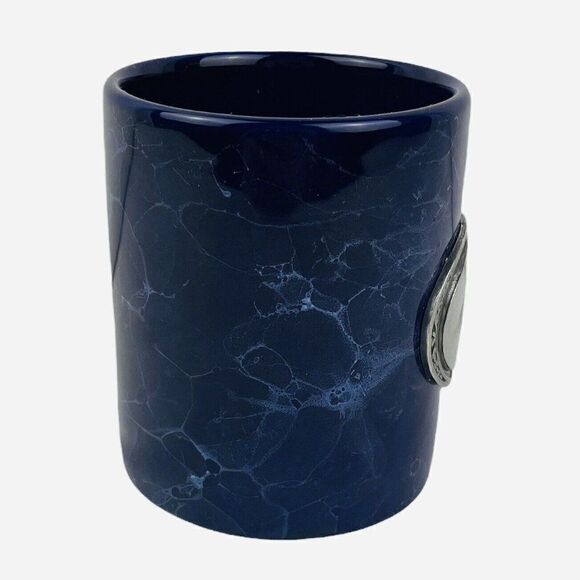 Vintage Linyi Momma Coffee Mug Pewter Metal Plaque Blue Marble Look Gift Mom - Picture 3 of 8